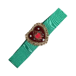 Green Stretch Wide Waist Heart Embellished Belt