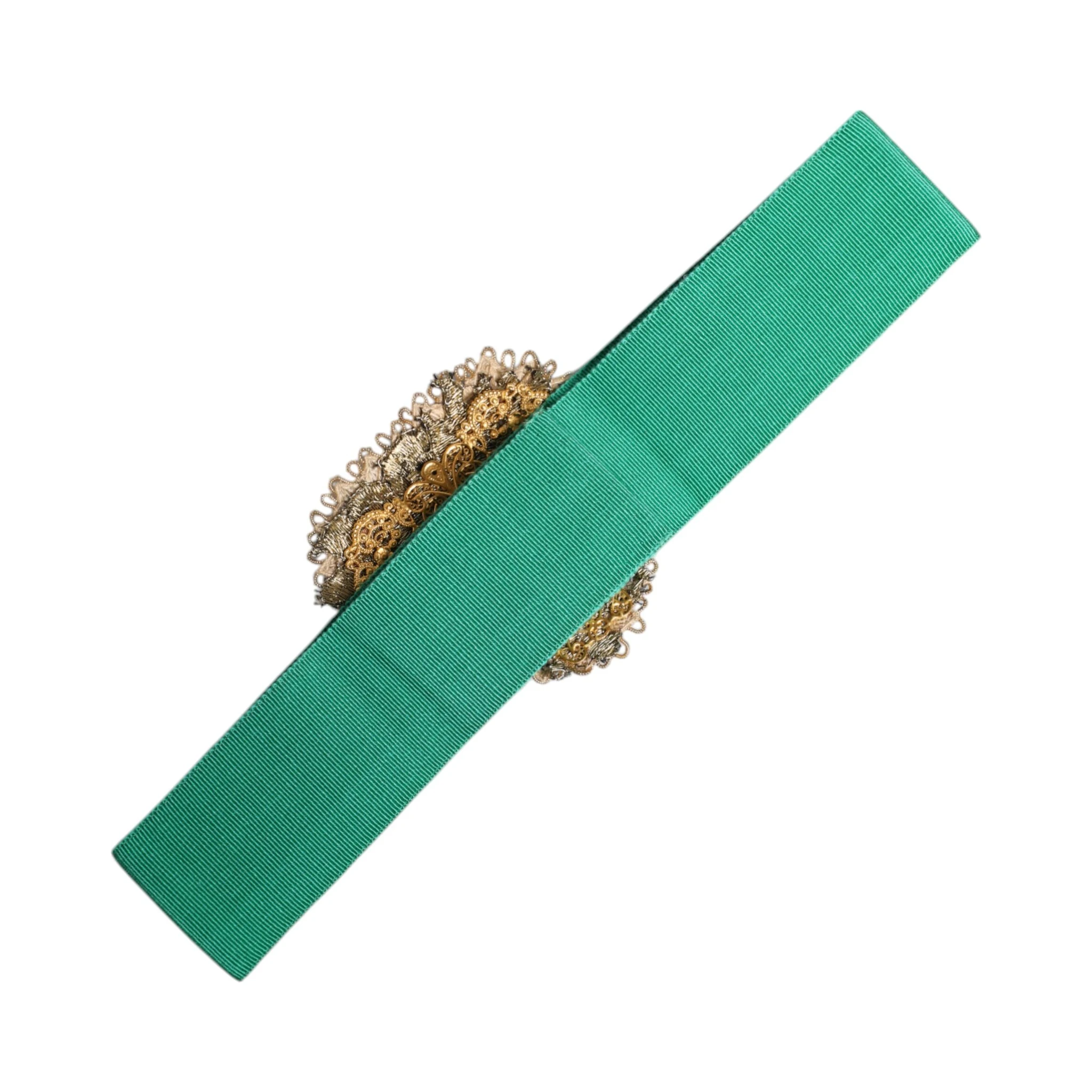 Green Stretch Wide Waist Heart Embellished Belt