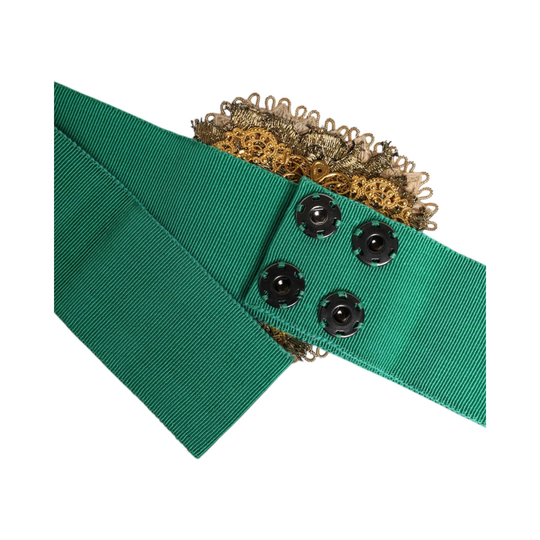 Green Stretch Wide Waist Heart Embellished Belt