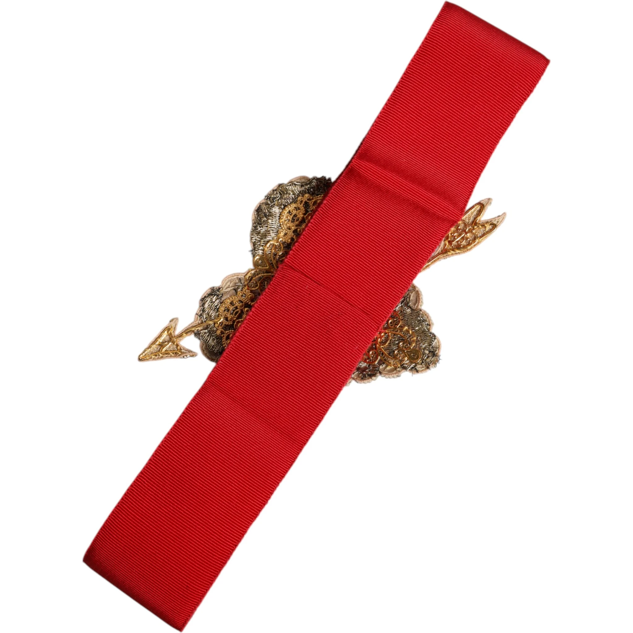 Red Stretch Wide Waist Heart Embellished Belt