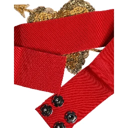Red Stretch Wide Waist Heart Embellished Belt