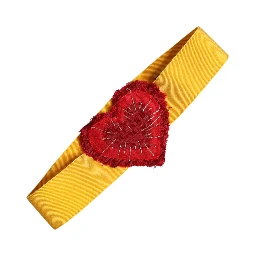 Yellow Stretch Wide Waist Heart Embellished Belt