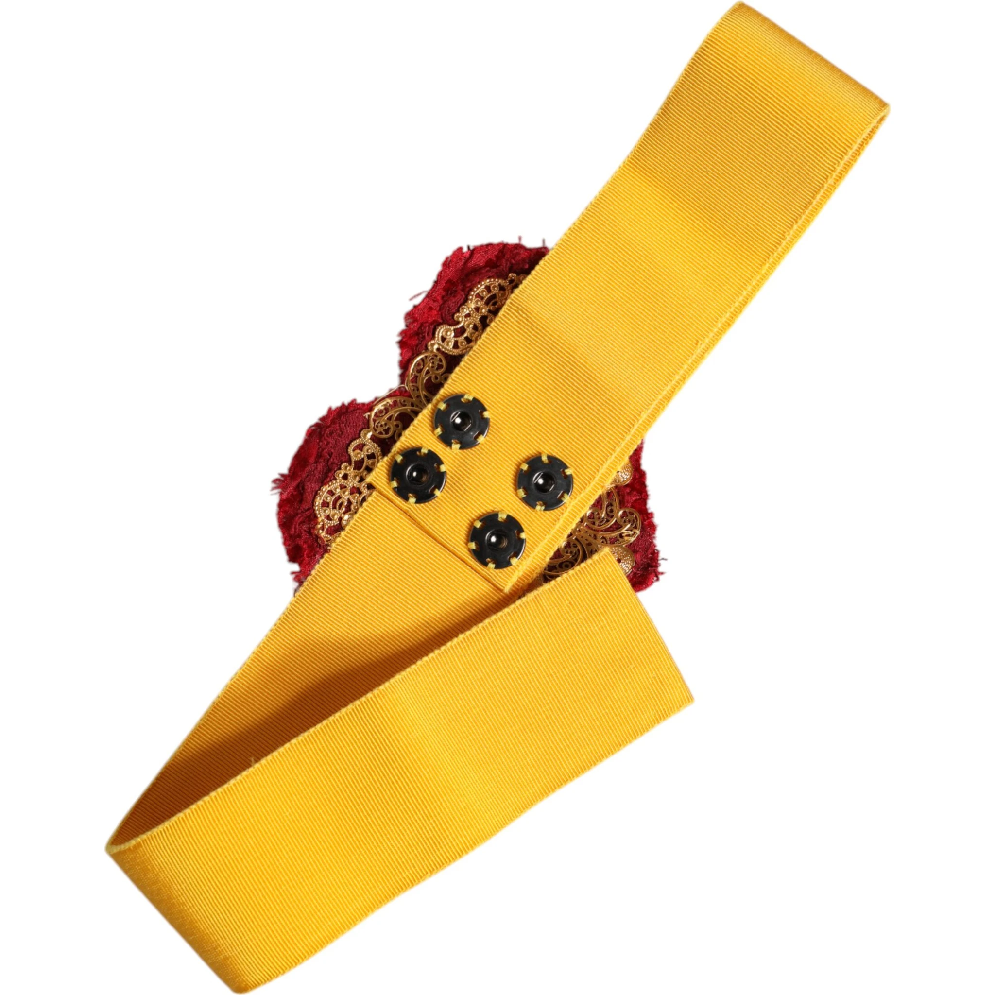 Yellow Stretch Wide Waist Heart Embellished Belt