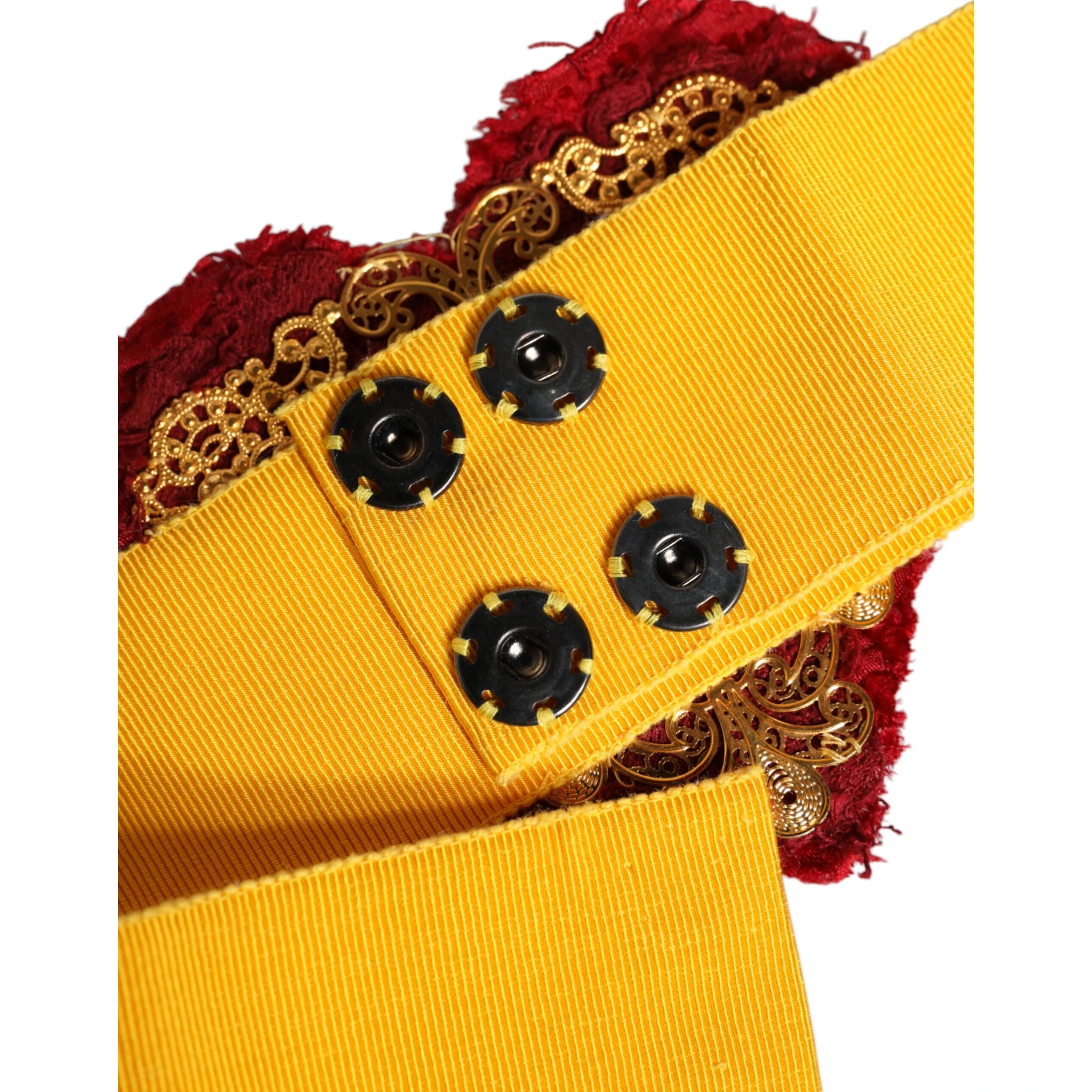 Yellow Stretch Wide Waist Heart Embellished Belt