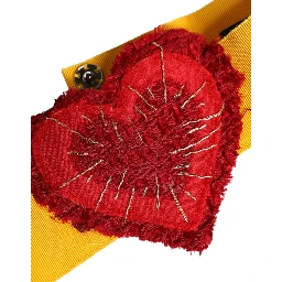 Yellow Stretch Wide Waist Heart Embellished Belt