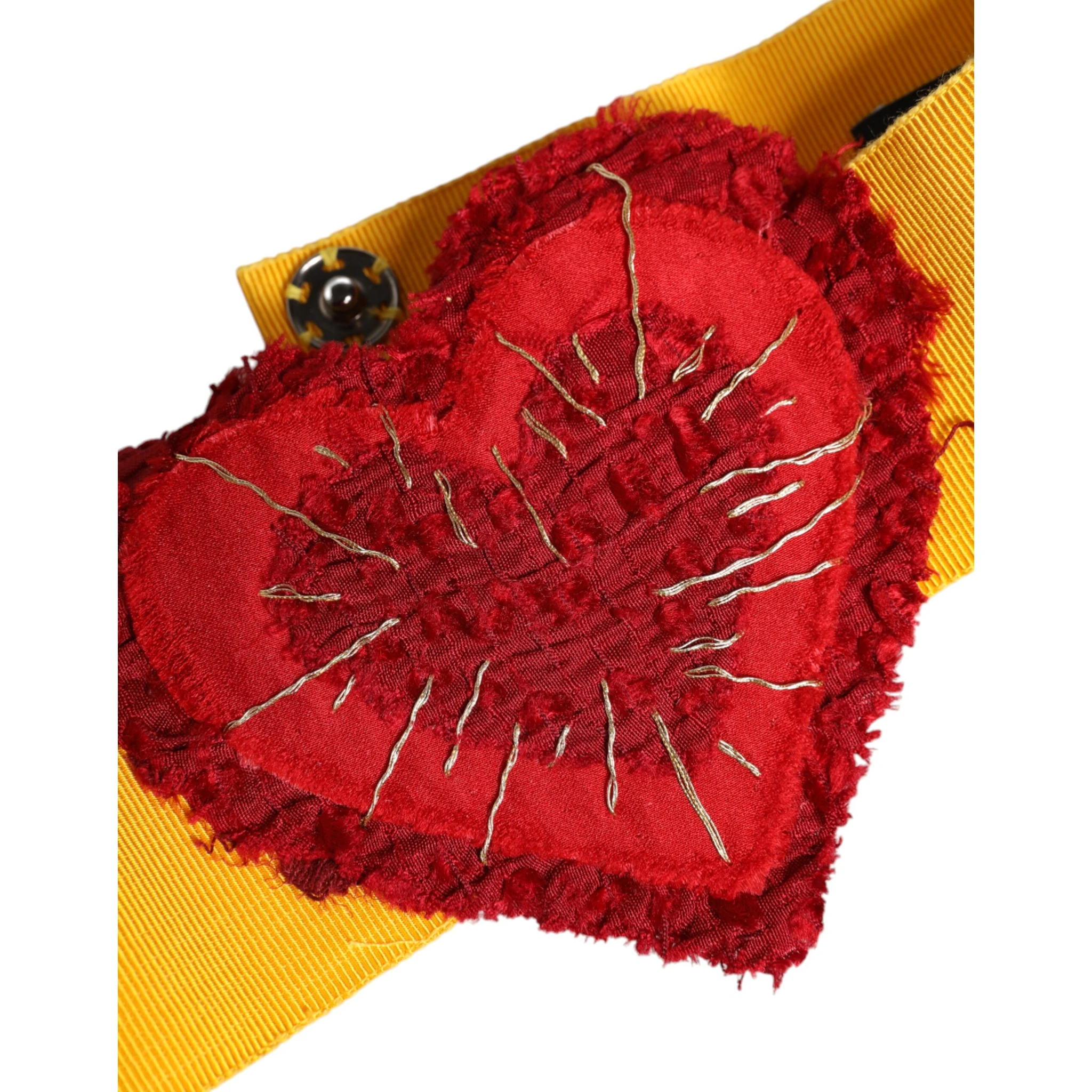 Yellow Stretch Wide Waist Heart Embellished Belt