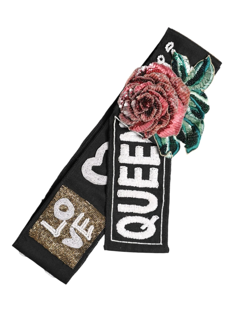 Black Stretch Multicolor Embellished Waist Belt alternative