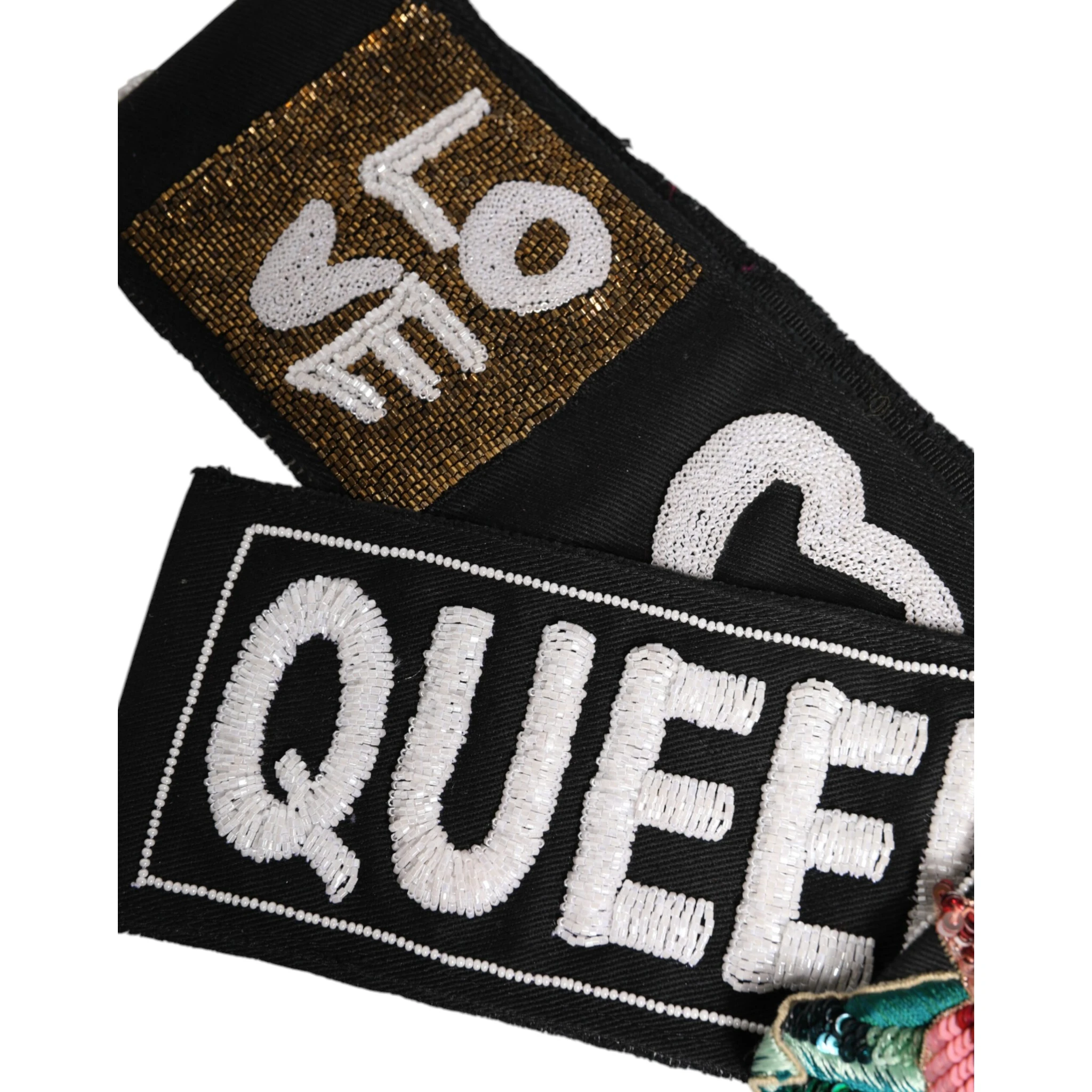 Black Stretch Multicolor Embellished Waist Belt