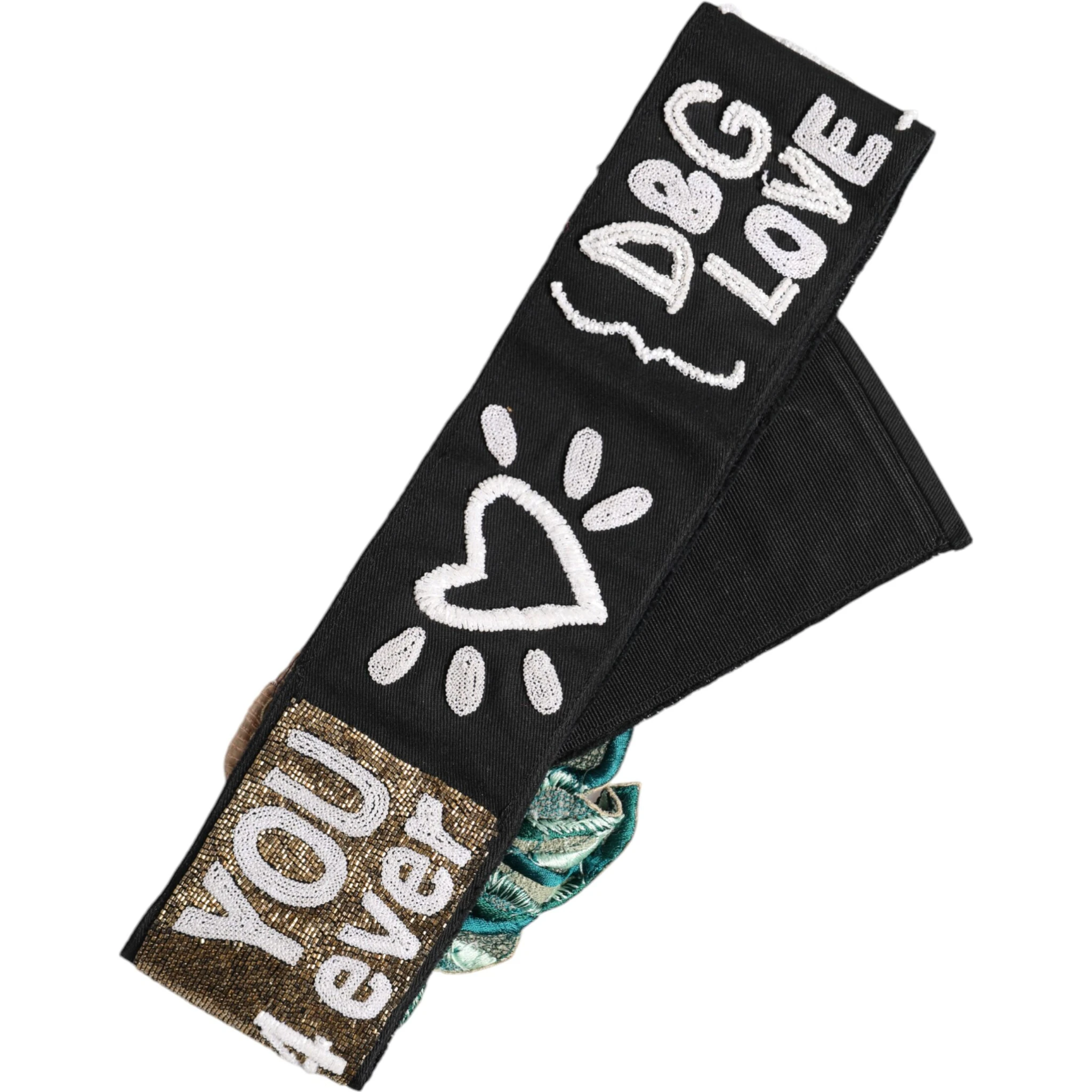 Black Stretch Multicolor Embellished Waist Belt