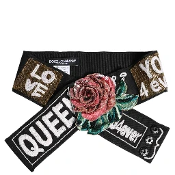 Black Stretch Multicolor Embellished Waist Belt