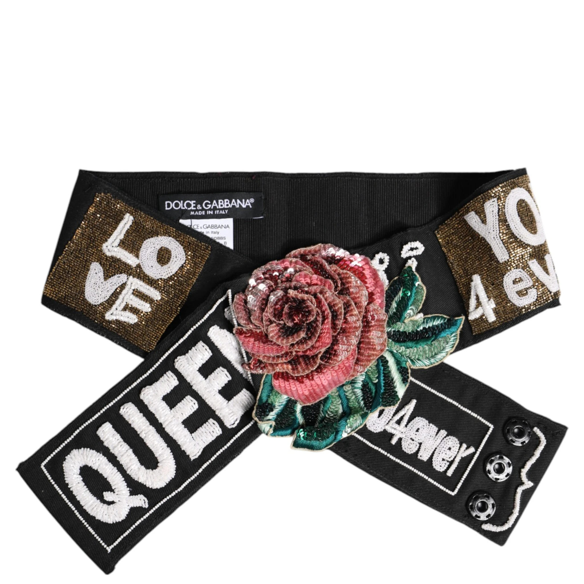 Black Stretch Multicolor Embellished Waist Belt