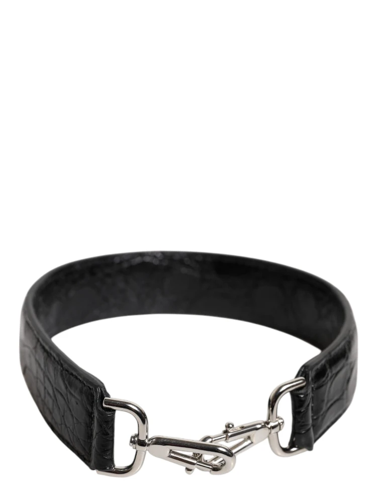 Black Alligator Leather Bag Shoulder Strap