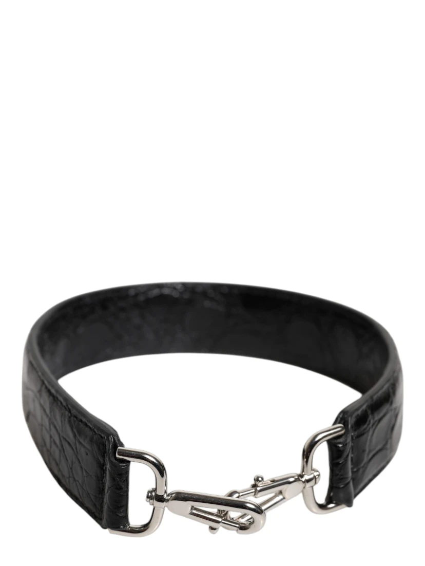 Black Alligator Leather Bag Shoulder Strap