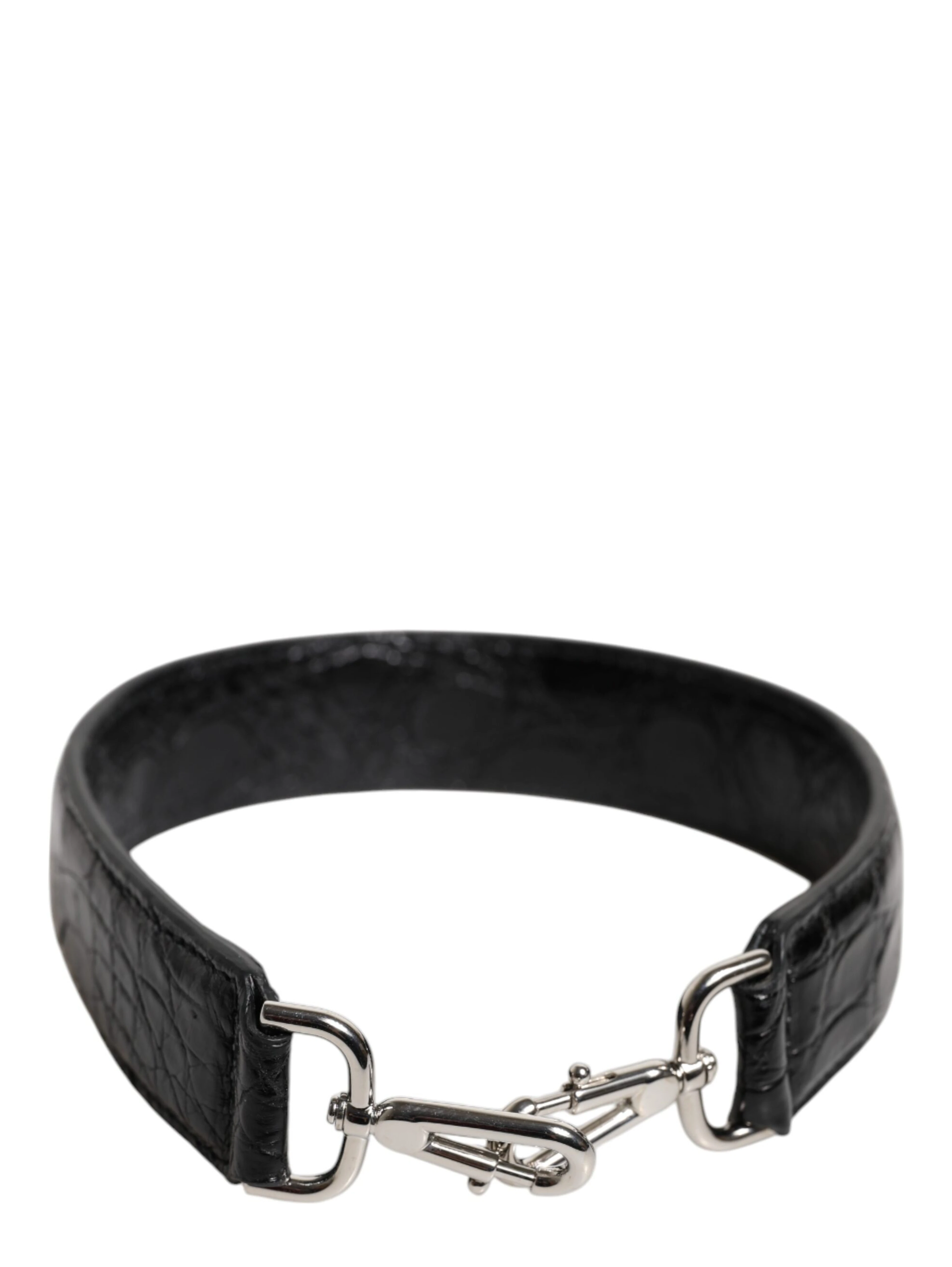 Black Alligator Leather Bag Shoulder Strap