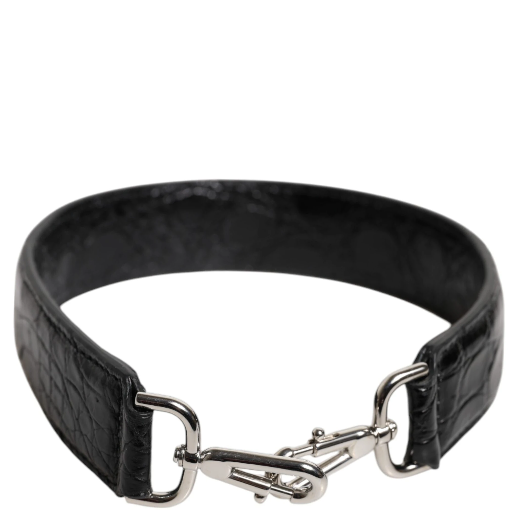 Black Alligator Leather Bag Shoulder Strap