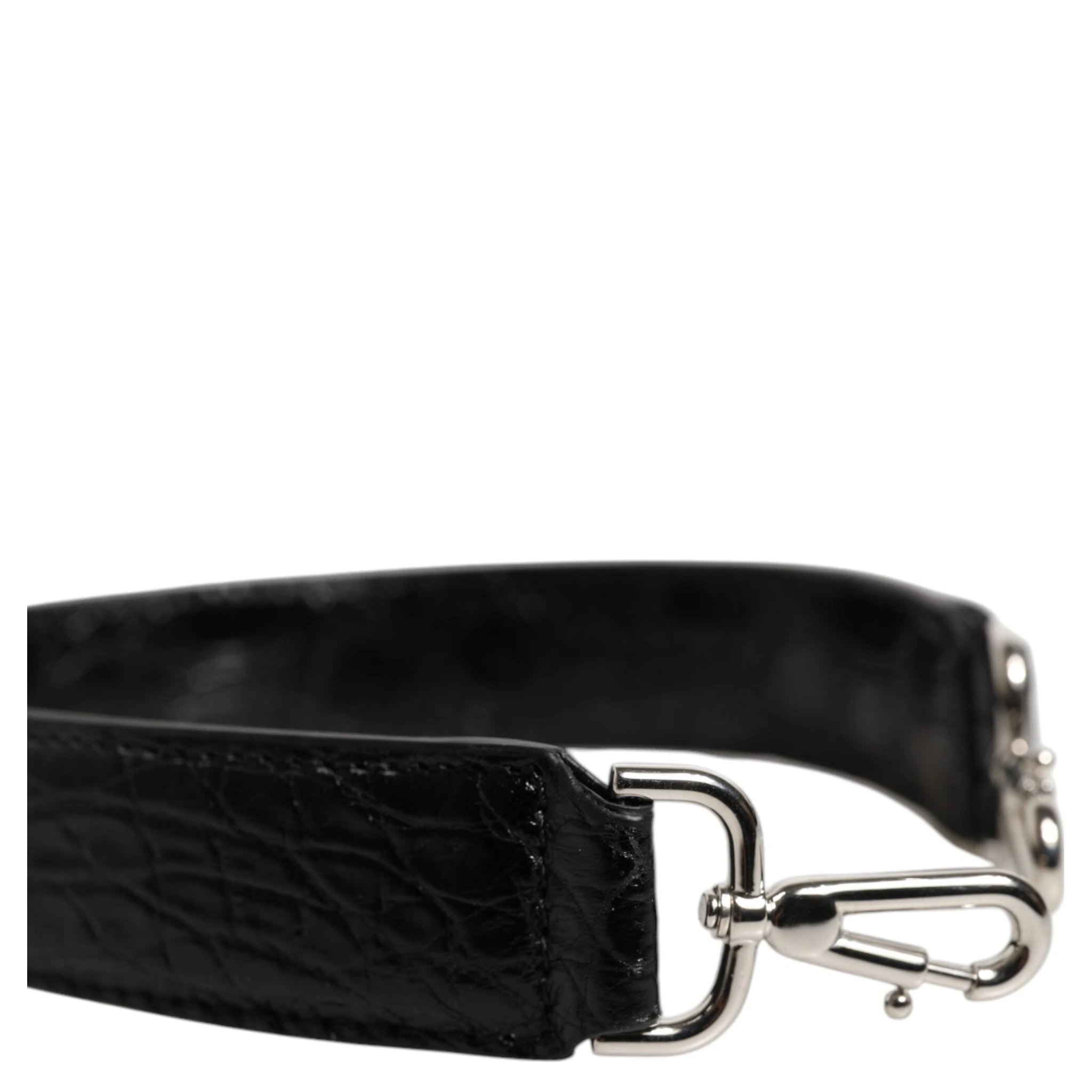 Black Alligator Leather Bag Shoulder Strap
