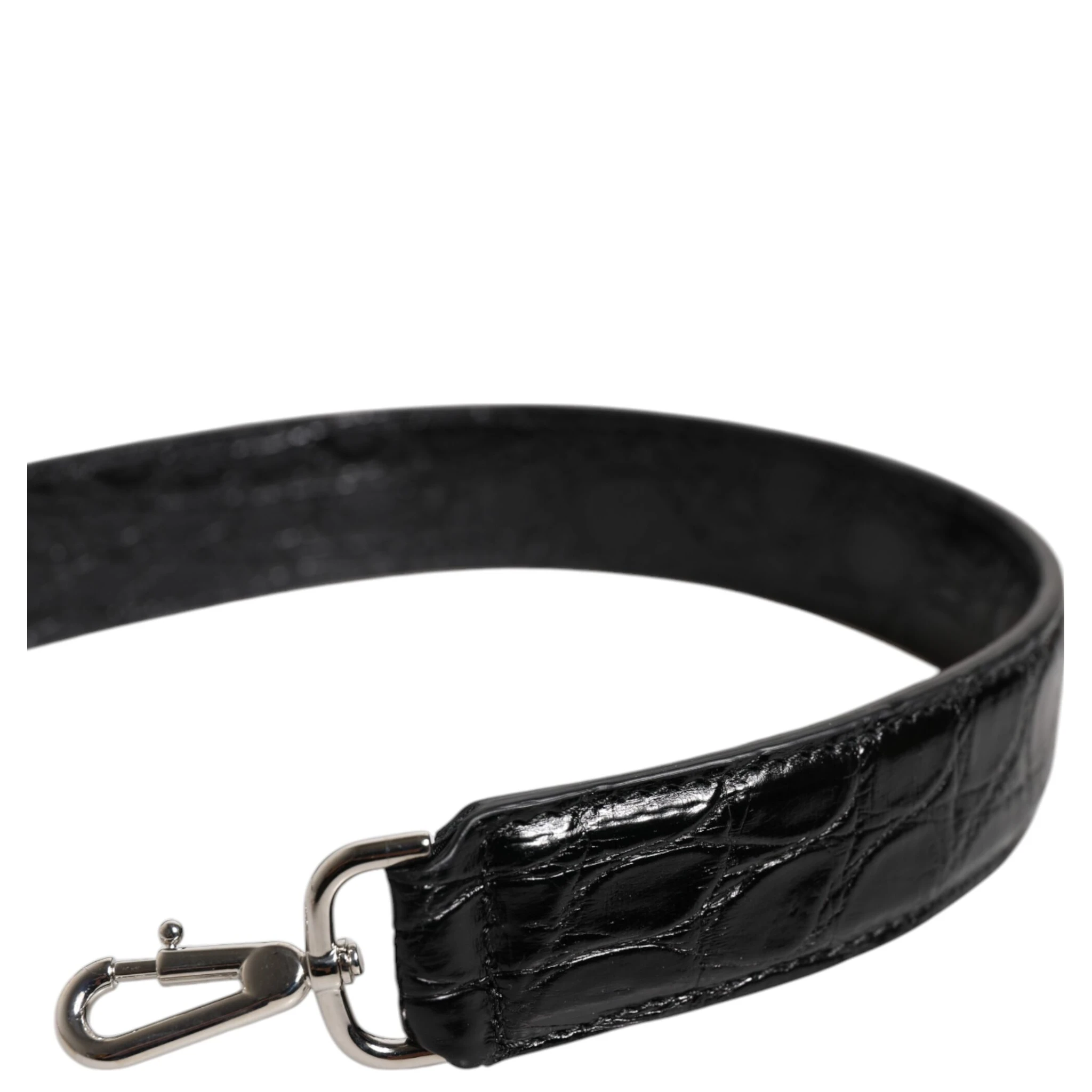 Black Alligator Leather Bag Shoulder Strap