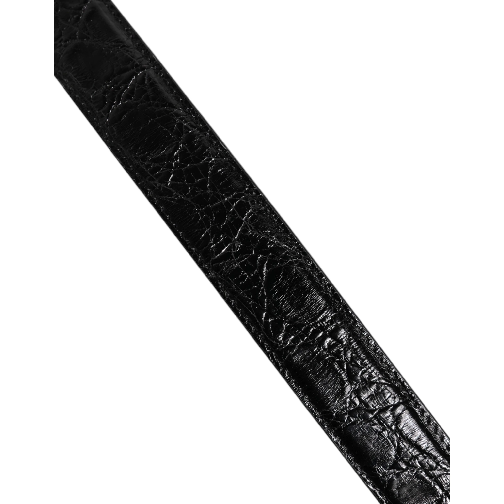 Black Alligator Leather Bag Shoulder Strap