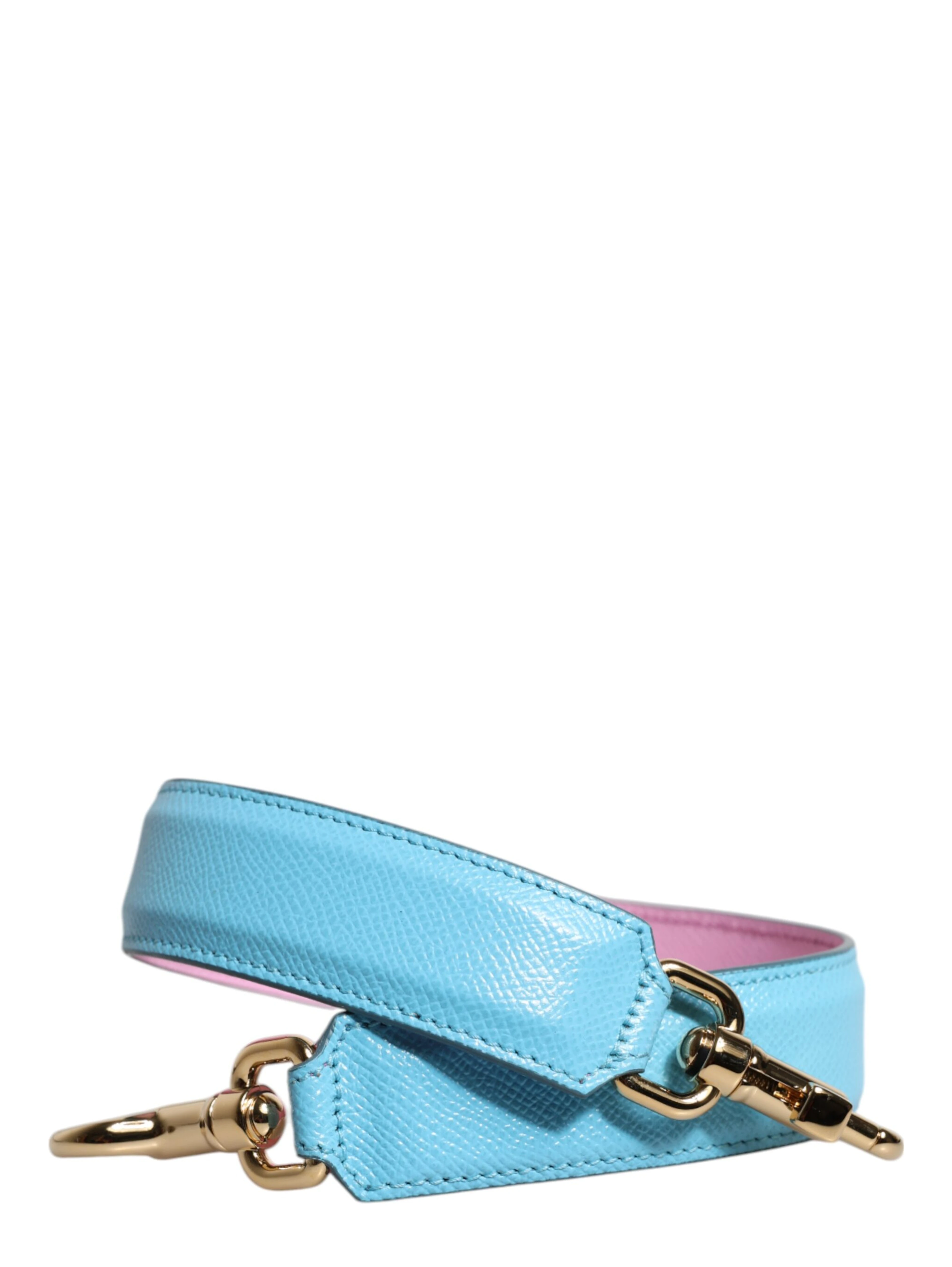 Pink Blue Leather Handle Bag Shoulder Strap