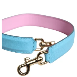 Pink Blue Leather Handle Bag Shoulder Strap