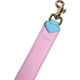 Pink Blue Leather Handle Bag Shoulder Strap