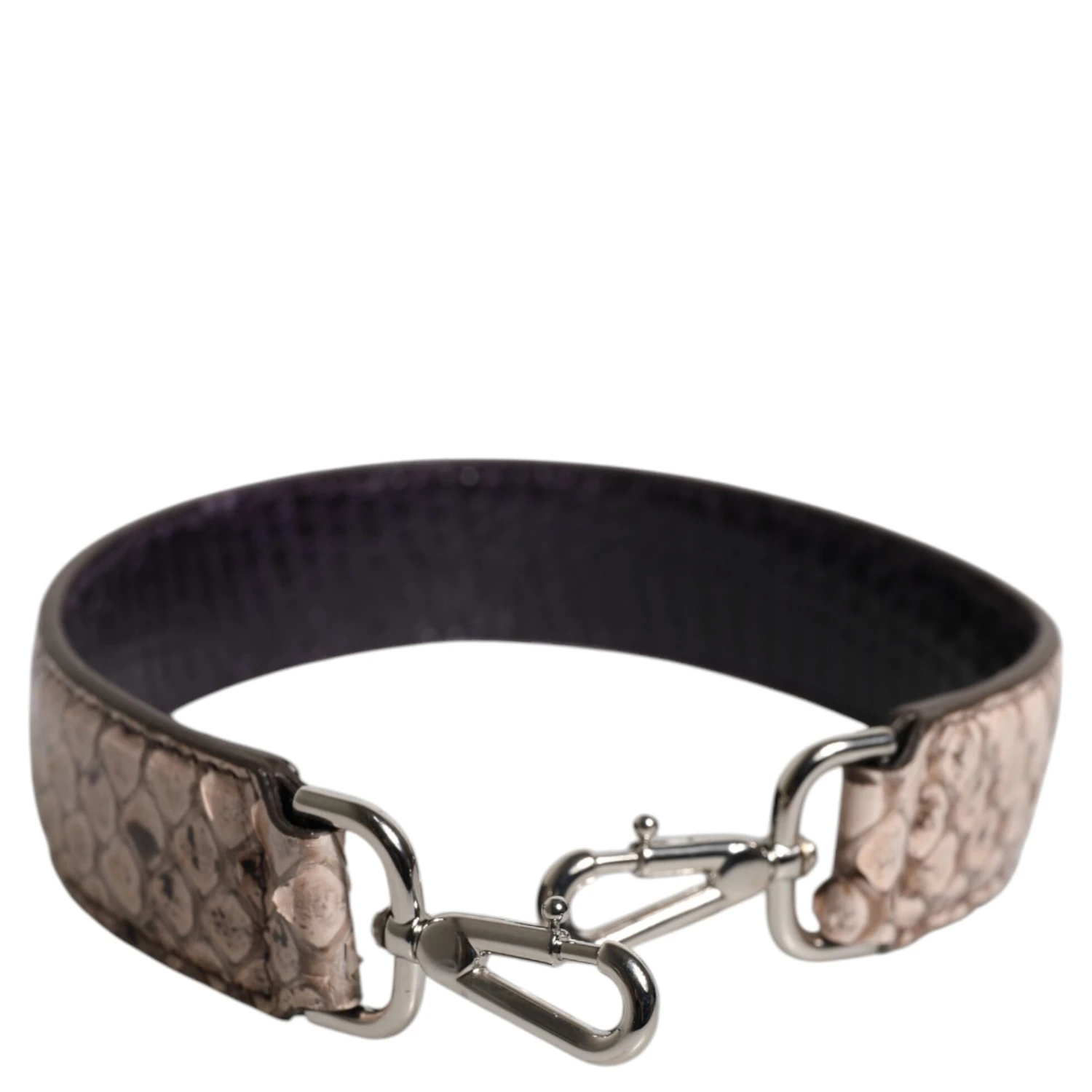 Black Cream Exotic Leather Bag Shoulder Strap