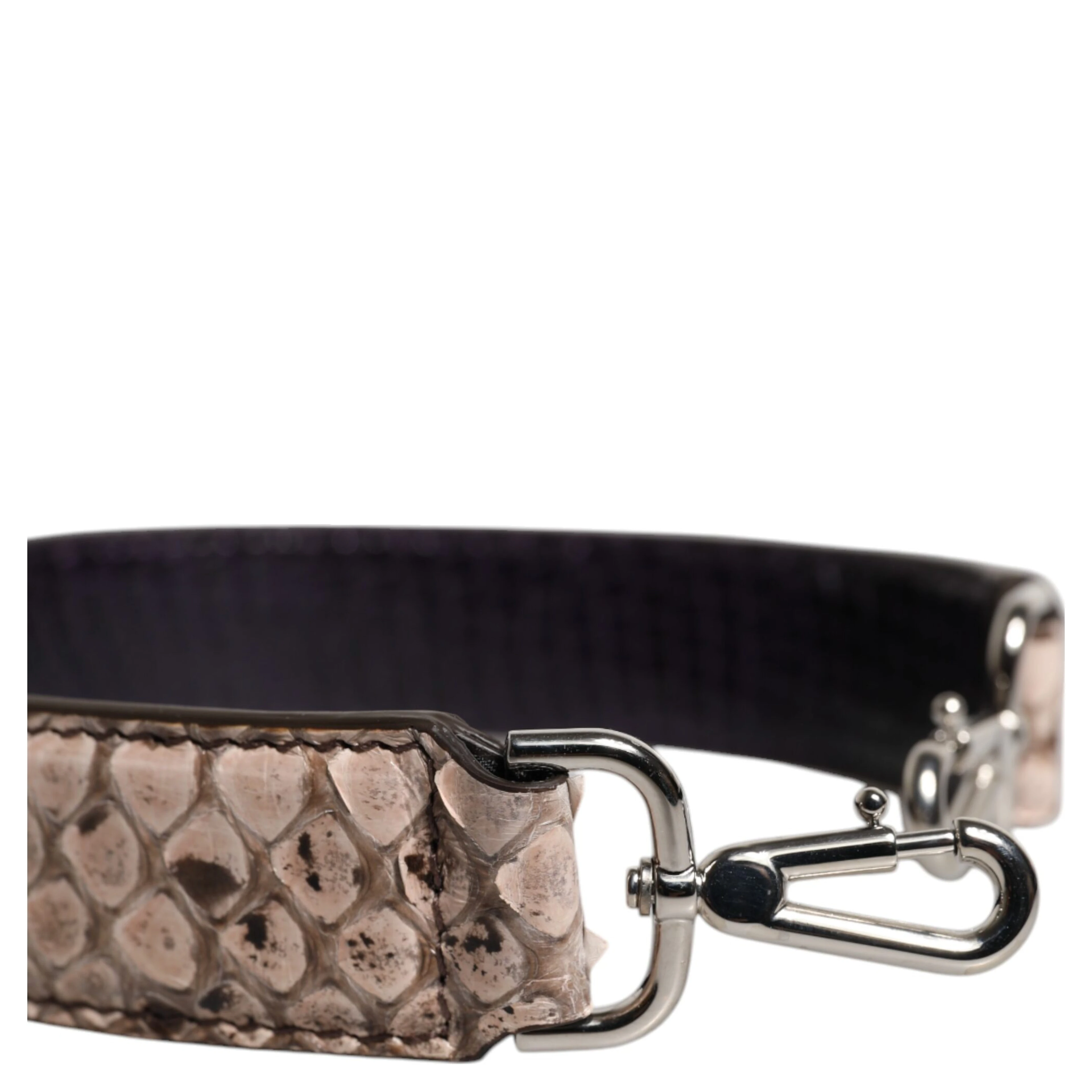 Black Cream Exotic Leather Bag Shoulder Strap