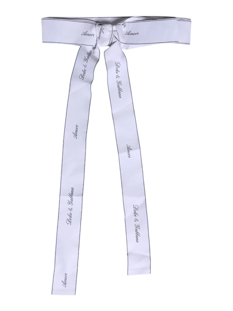White Waist Ribbon Wide Bow Logo Belt