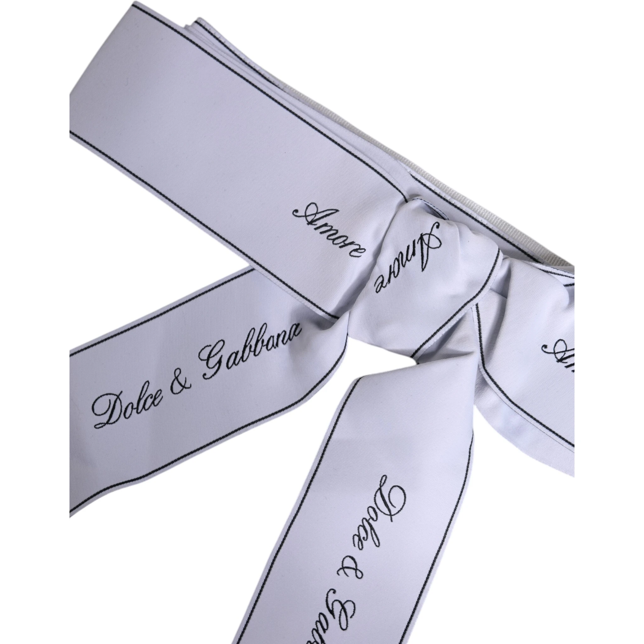 White Waist Ribbon Wide Bow Logo Belt