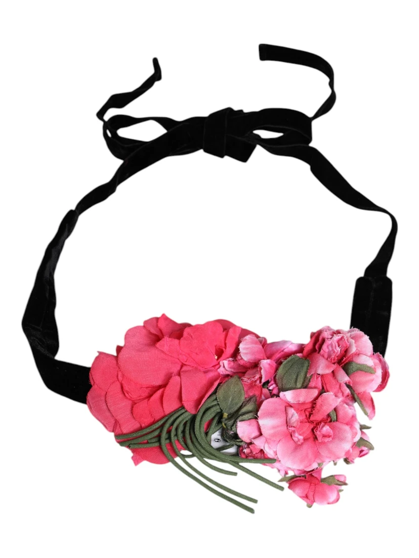 Multicolor Floral Applique Detail Tie Belt