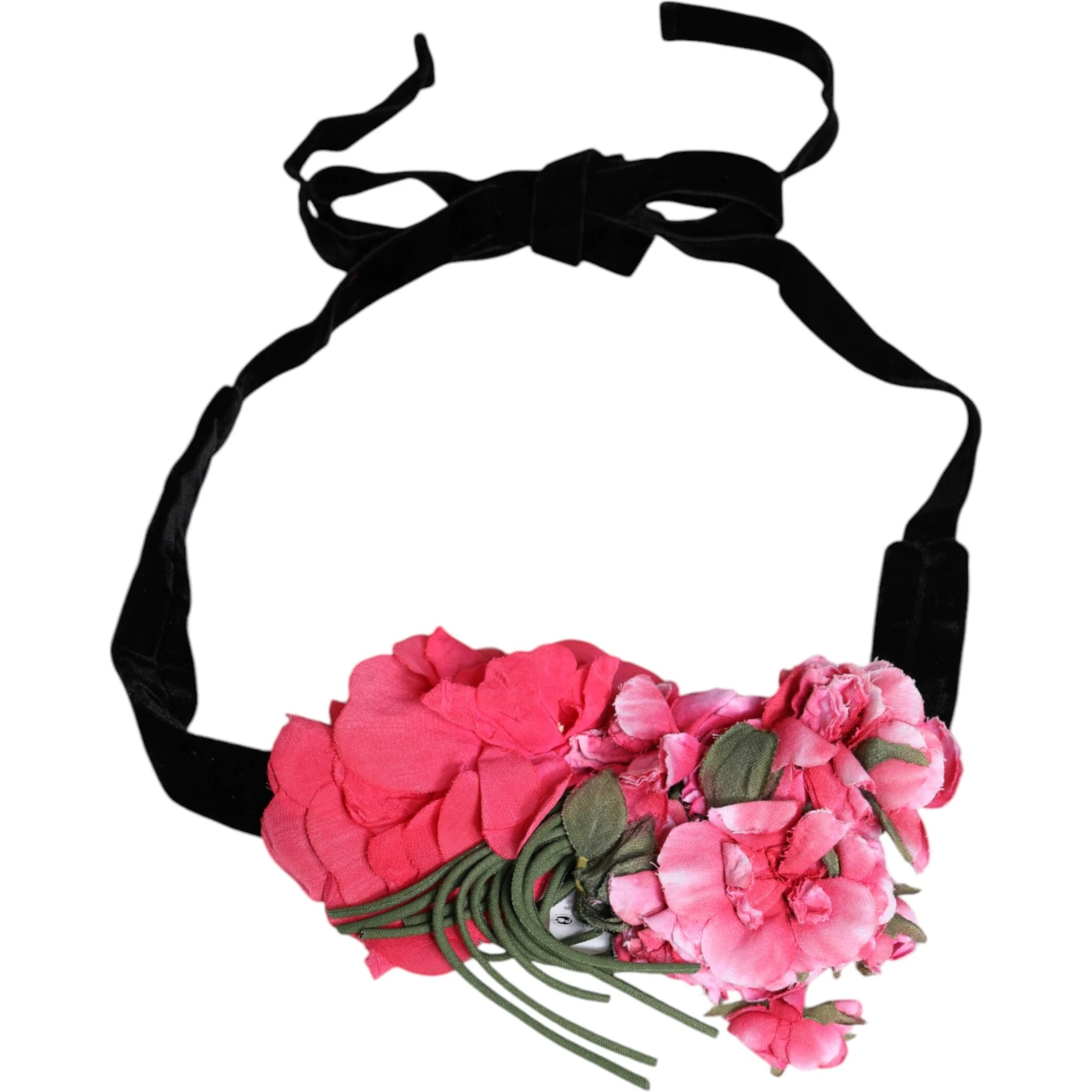 Multicolor Floral Applique Detail Tie Belt