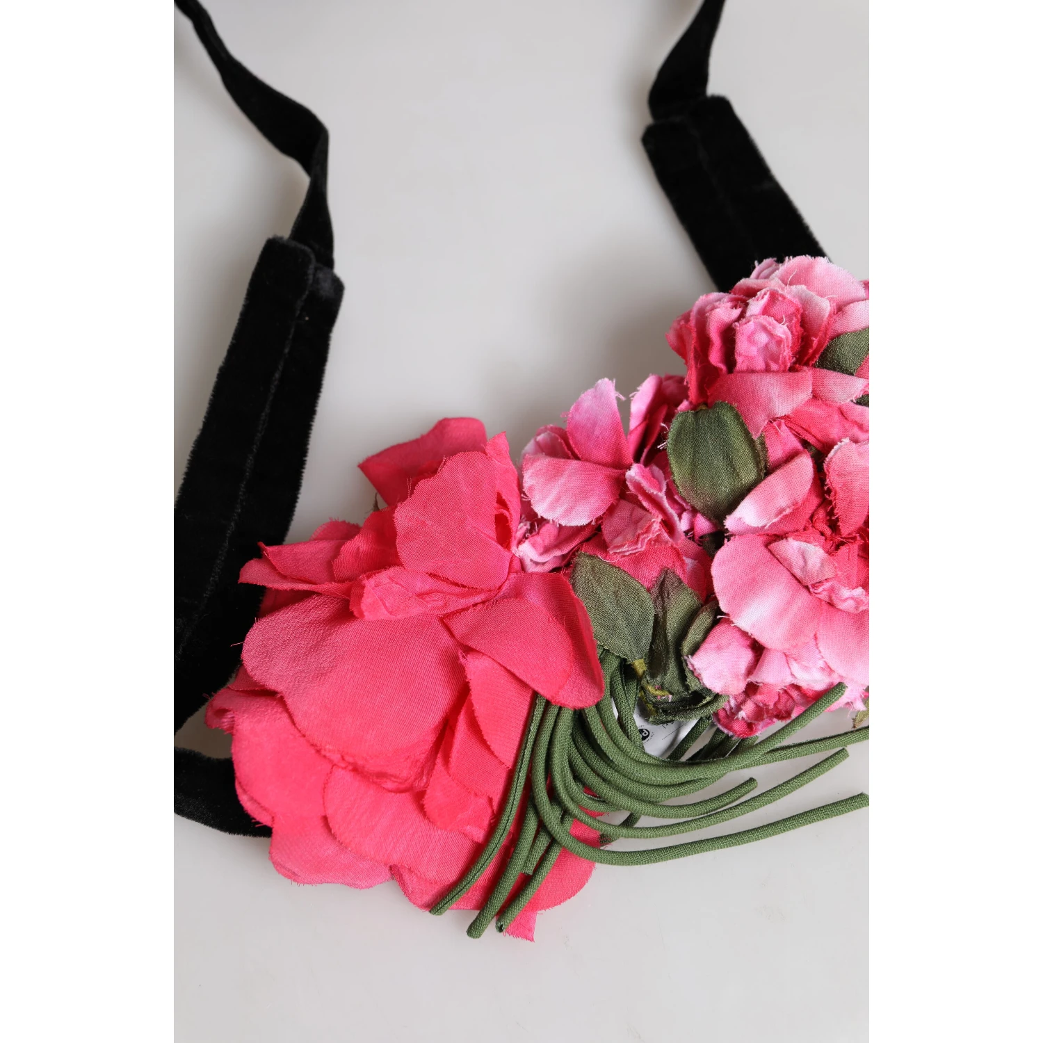 Multicolor Floral Applique Detail Tie Belt