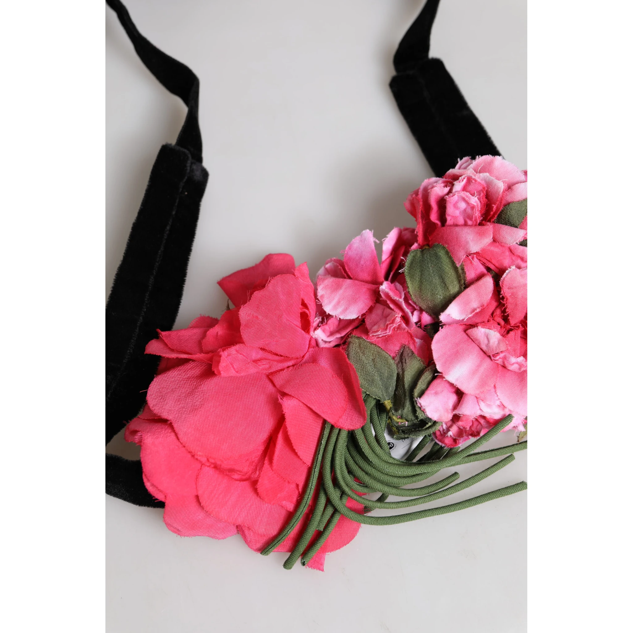 Multicolor Floral Applique Detail Tie Belt