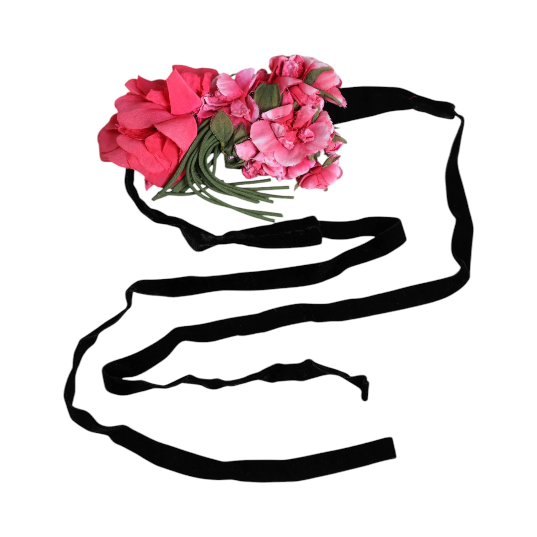 Multicolor Floral Applique Detail Tie Belt