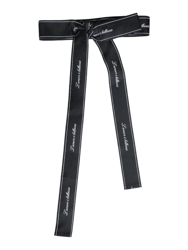Black Waist Ribbon Wide Bow Logo Belt alternative