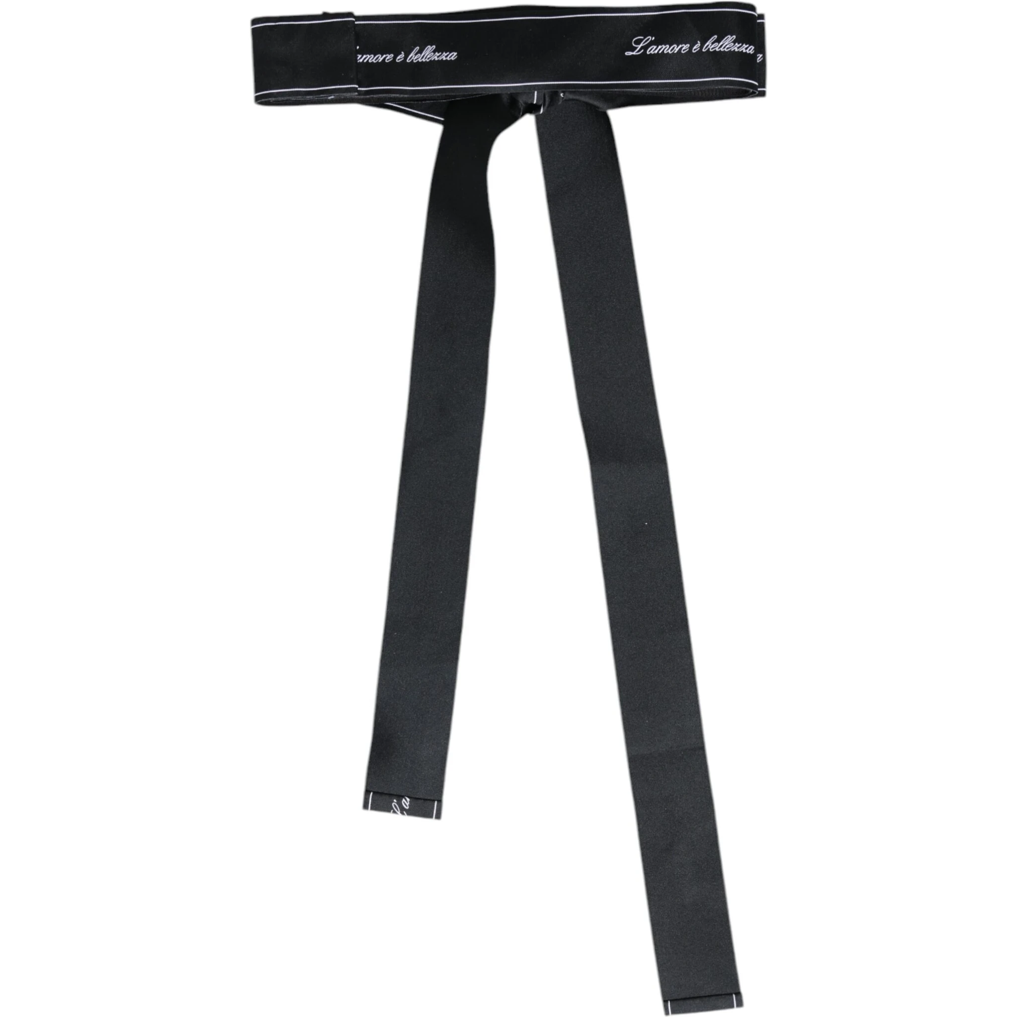 Black Waist Ribbon Wide Bow Logo Belt