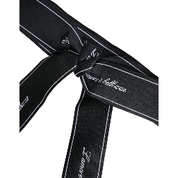 Black Waist Ribbon Wide Bow Logo Belt