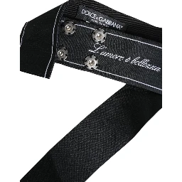Black Waist Ribbon Wide Bow Logo Belt