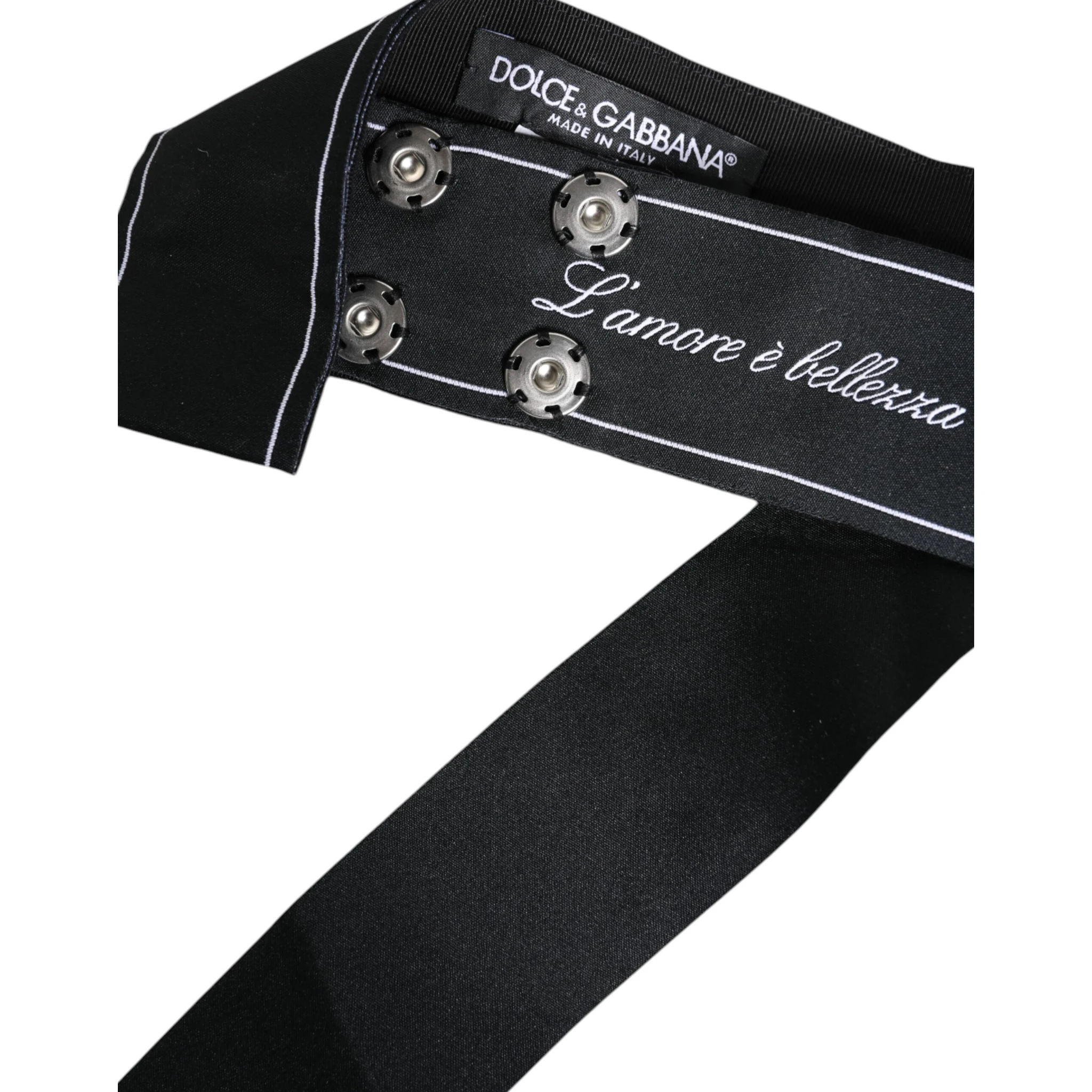 Black Waist Ribbon Wide Bow Logo Belt