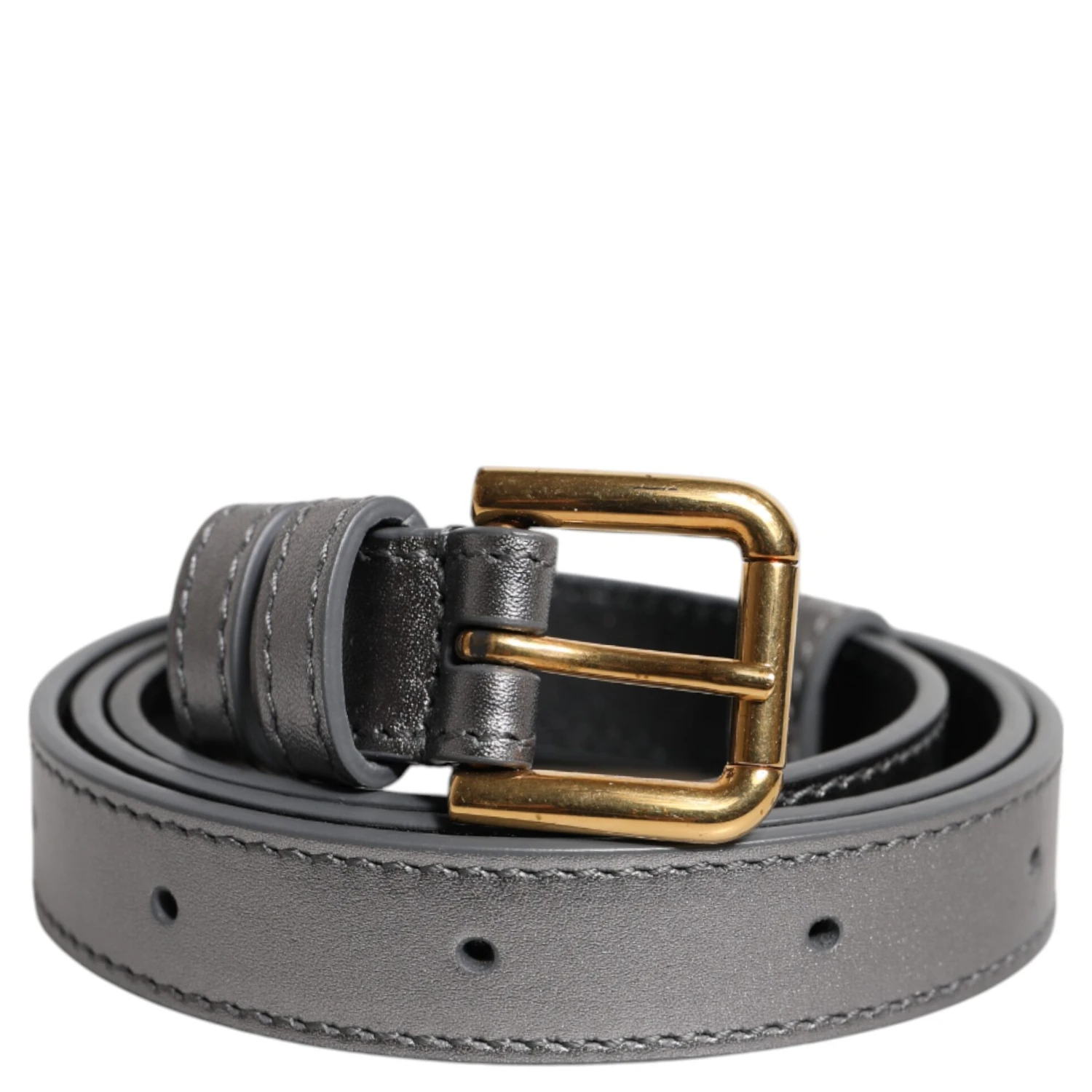 Silver Logo Engraved Metal Waist Buckle Belt