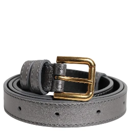 Silver Logo Engraved Metal Waist Buckle Belt