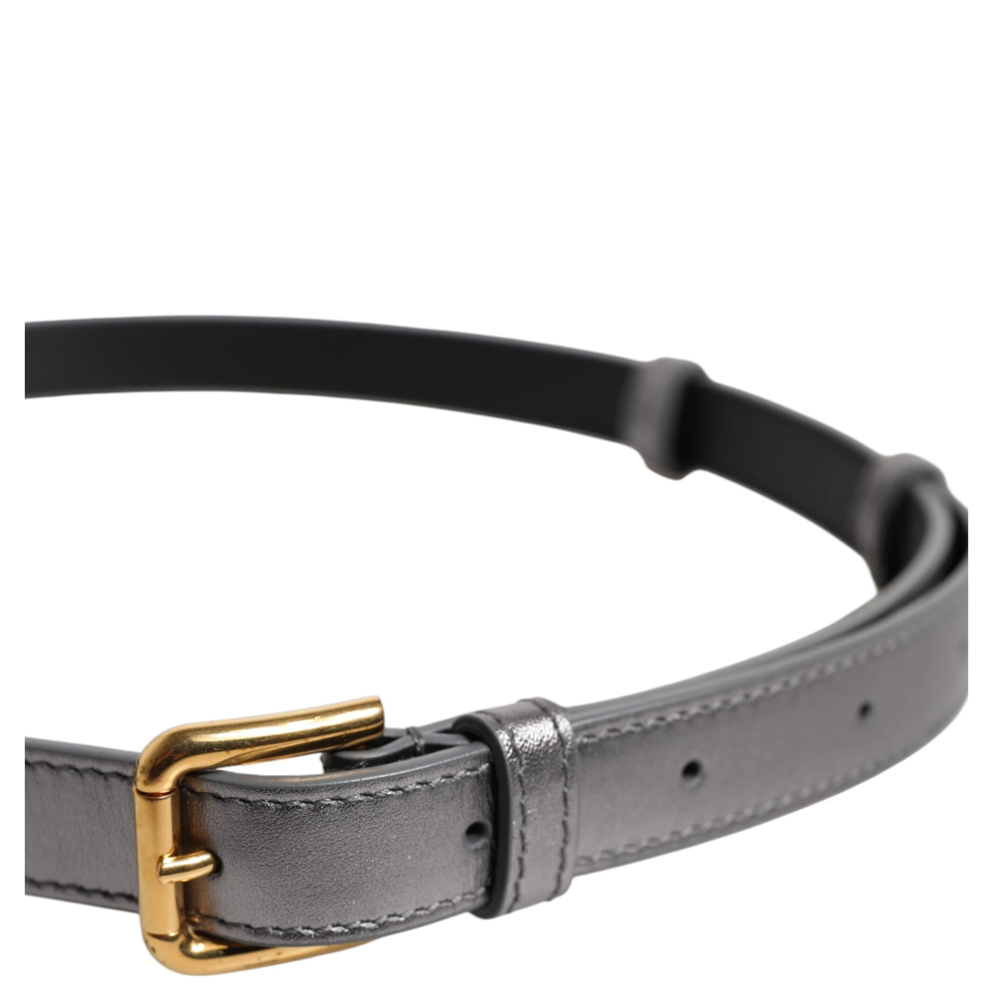 Silver Logo Engraved Metal Waist Buckle Belt
