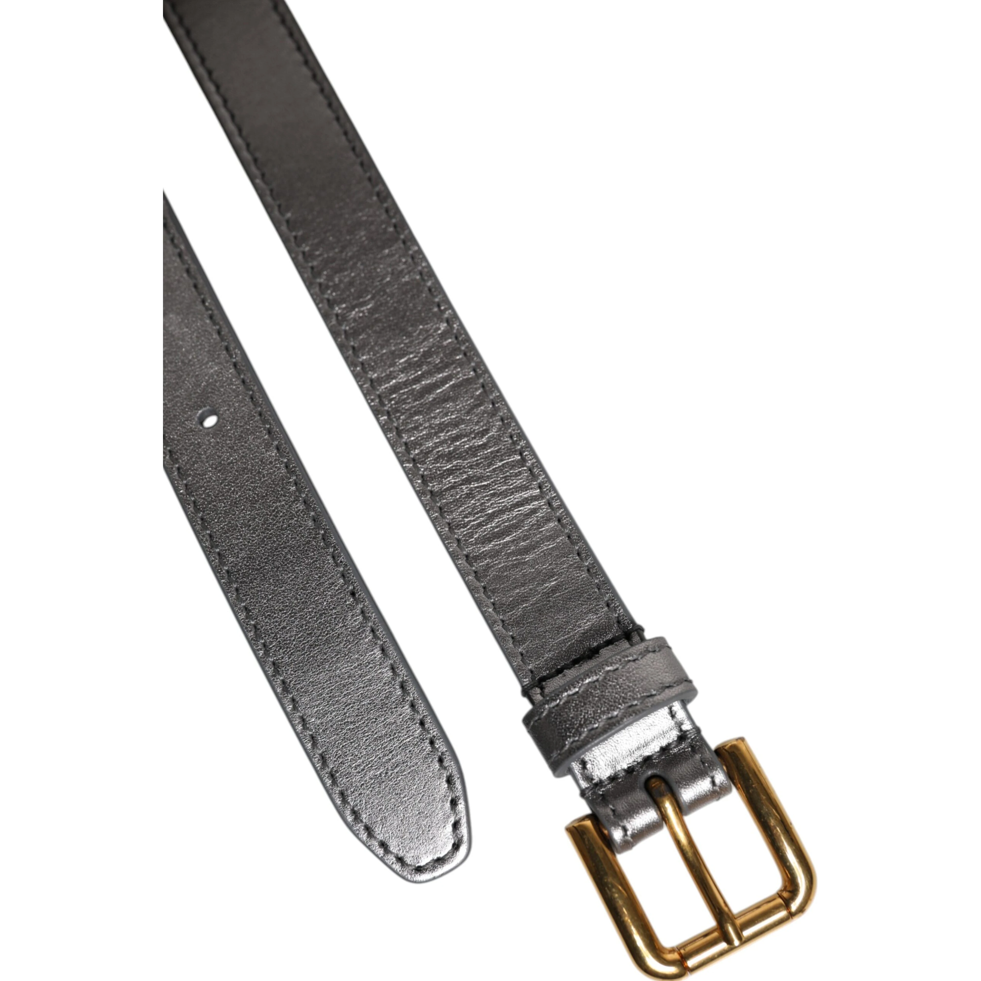 Silver Logo Engraved Metal Waist Buckle Belt