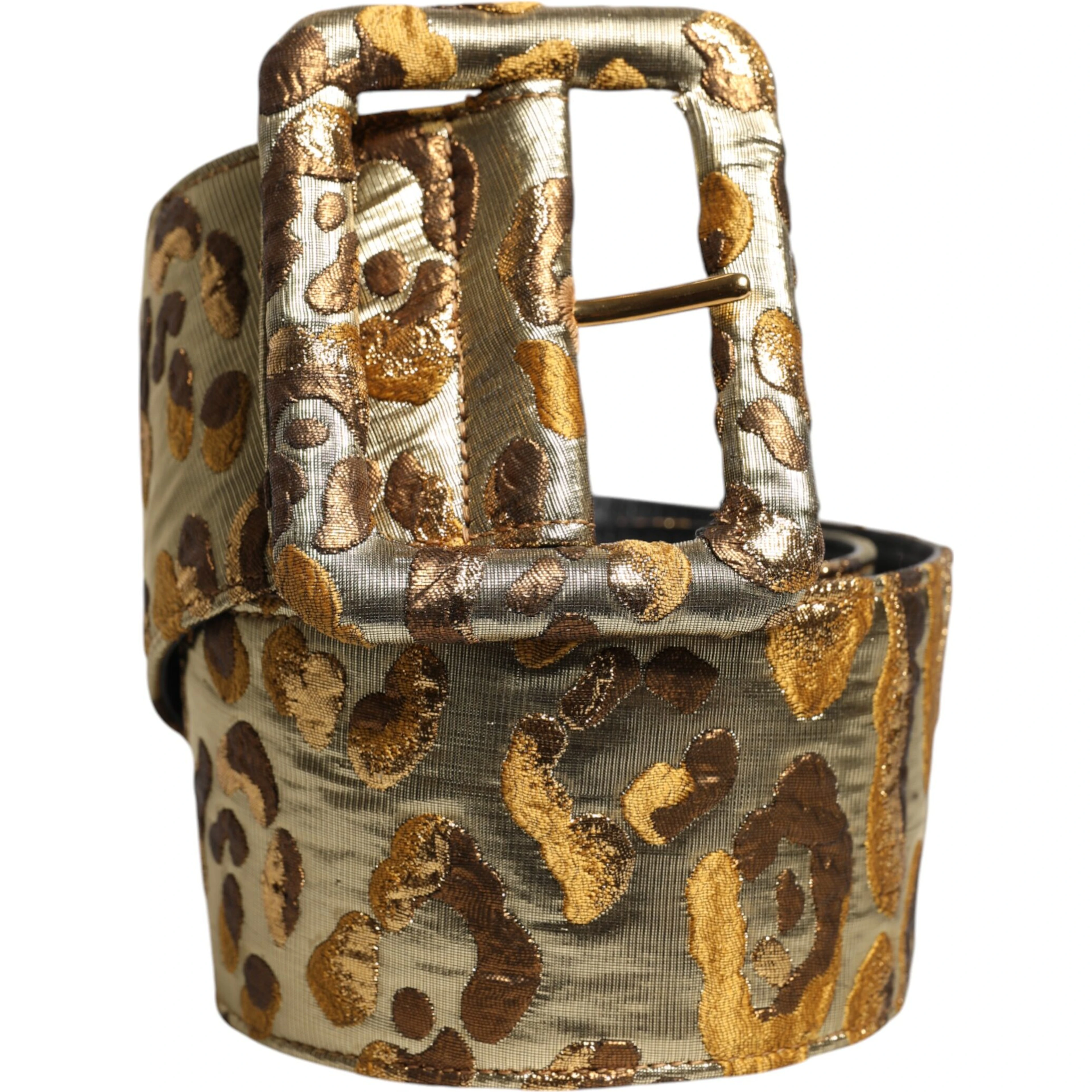 Gold Spotted Jacquard Fabric Wide Waist Belt