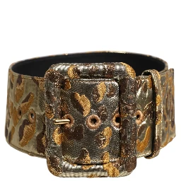 Gold Spotted Jacquard Fabric Wide Waist Belt