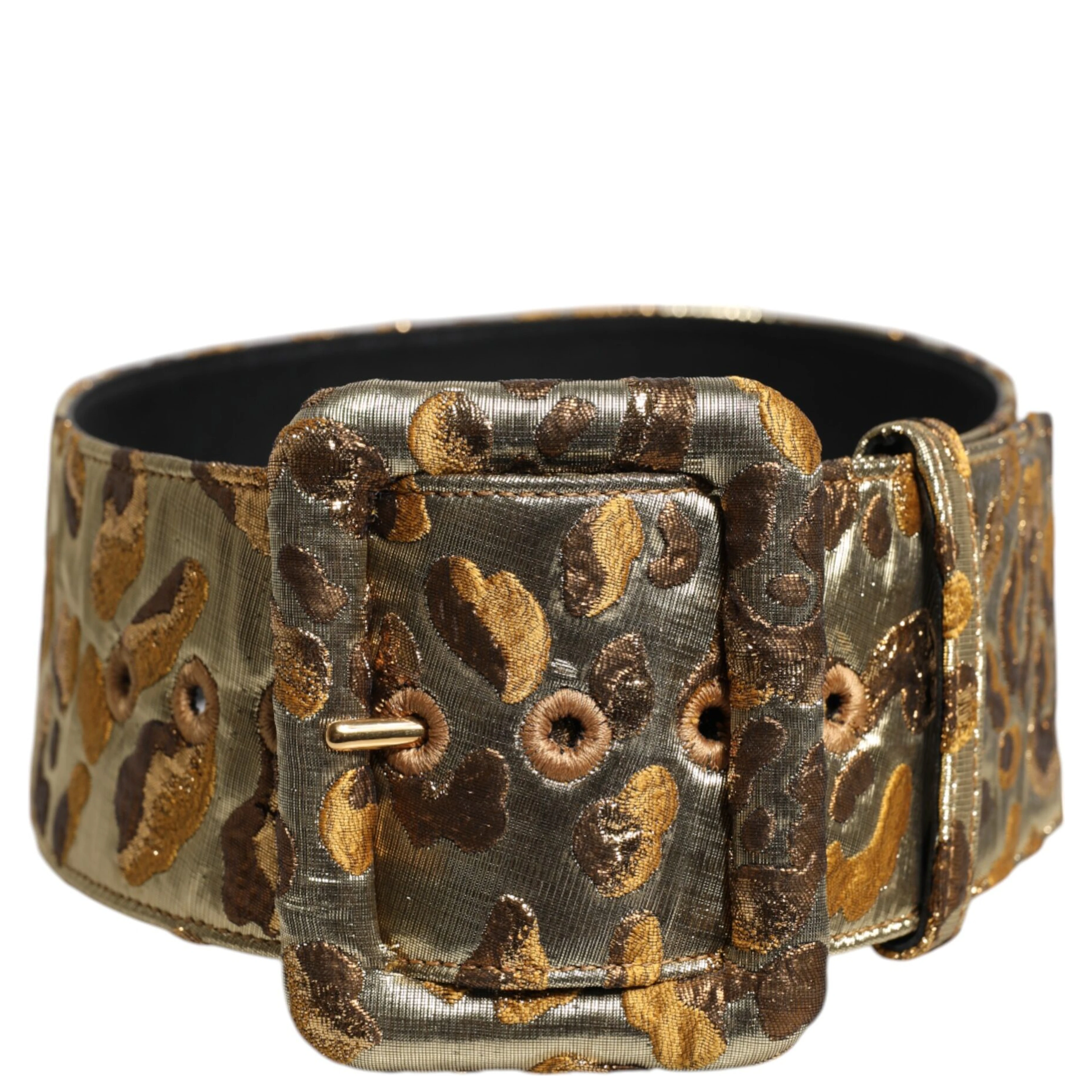 Gold Spotted Jacquard Fabric Wide Waist Belt