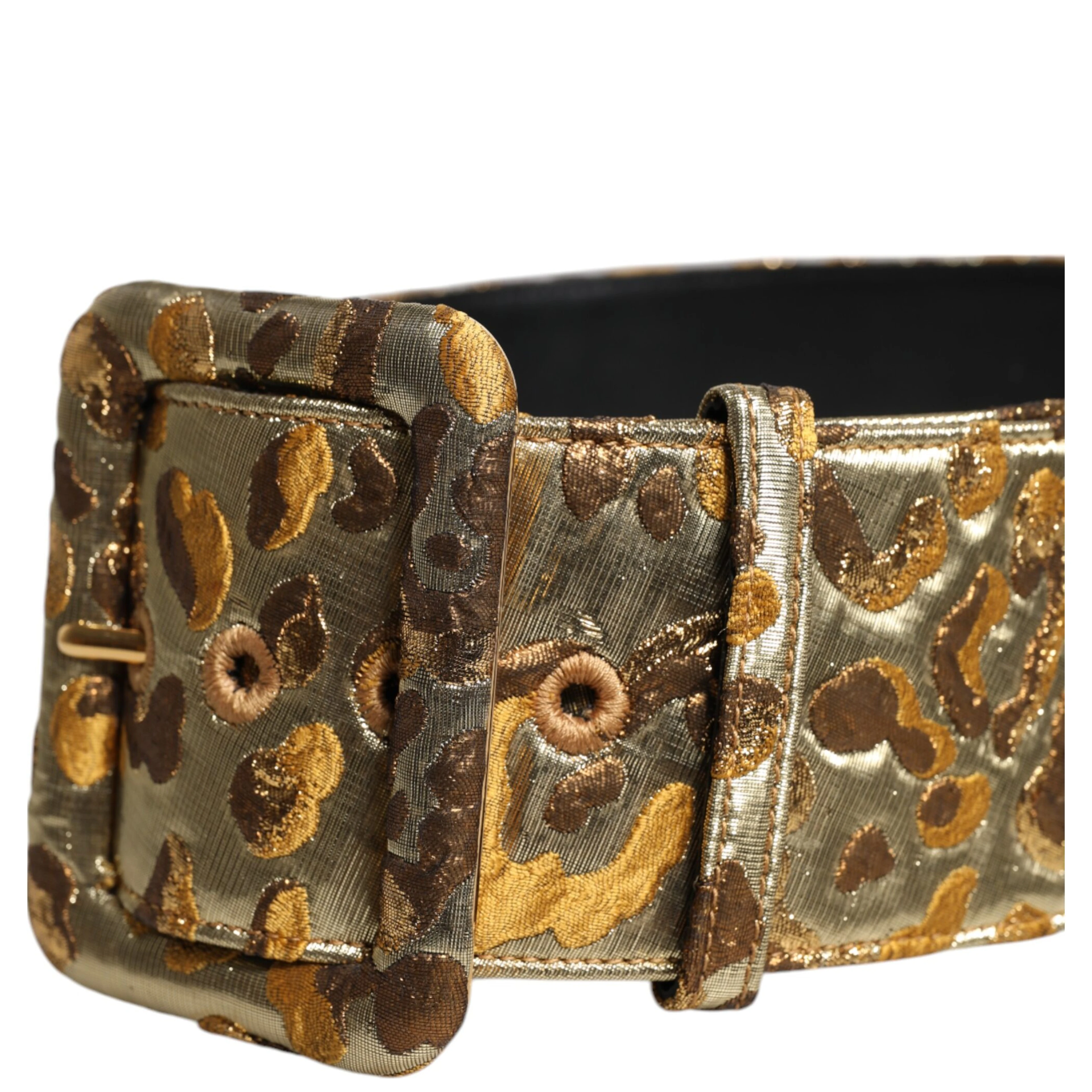 Gold Spotted Jacquard Fabric Wide Waist Belt