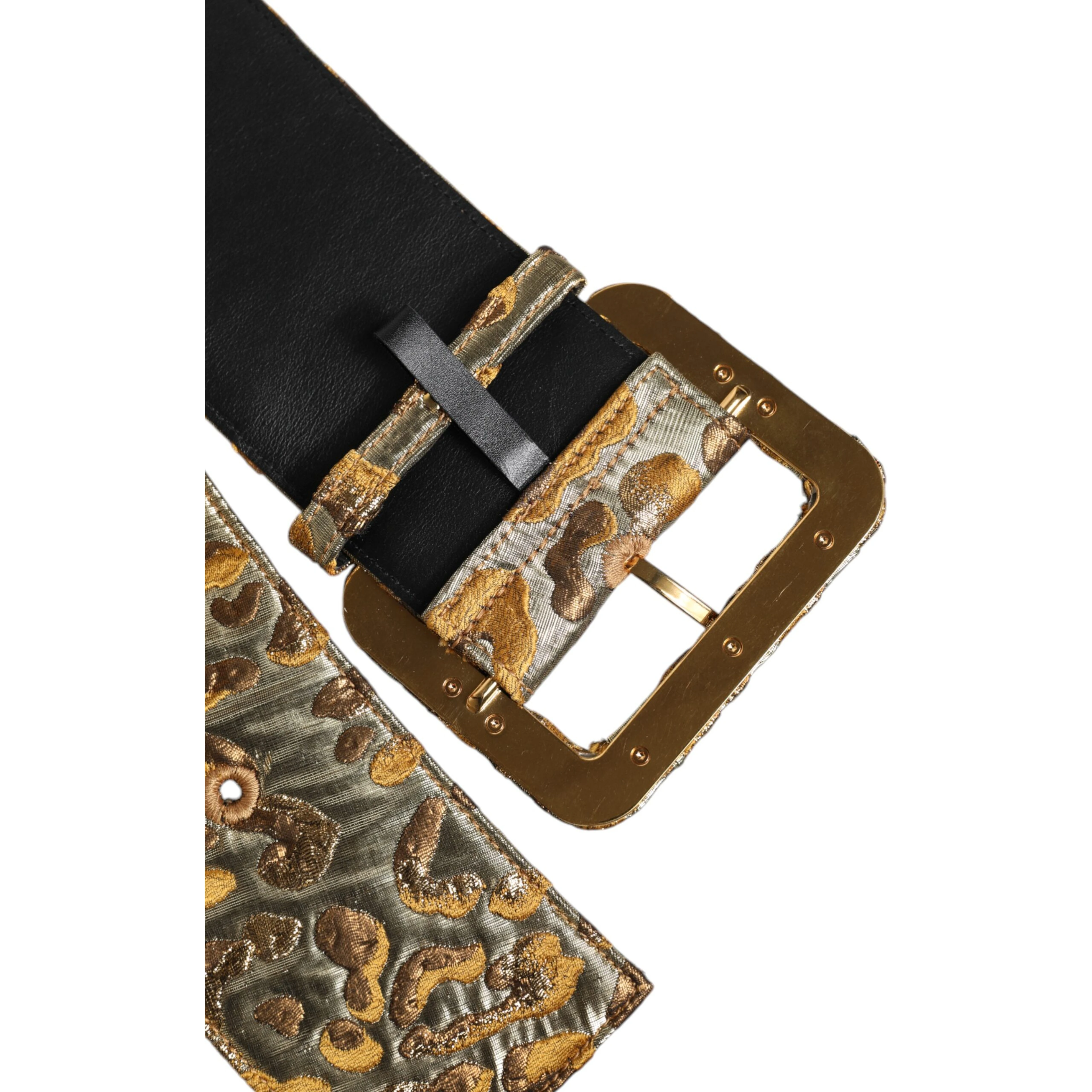 Gold Spotted Jacquard Fabric Wide Waist Belt