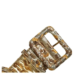 Gold Spotted Jacquard Fabric Wide Waist Belt