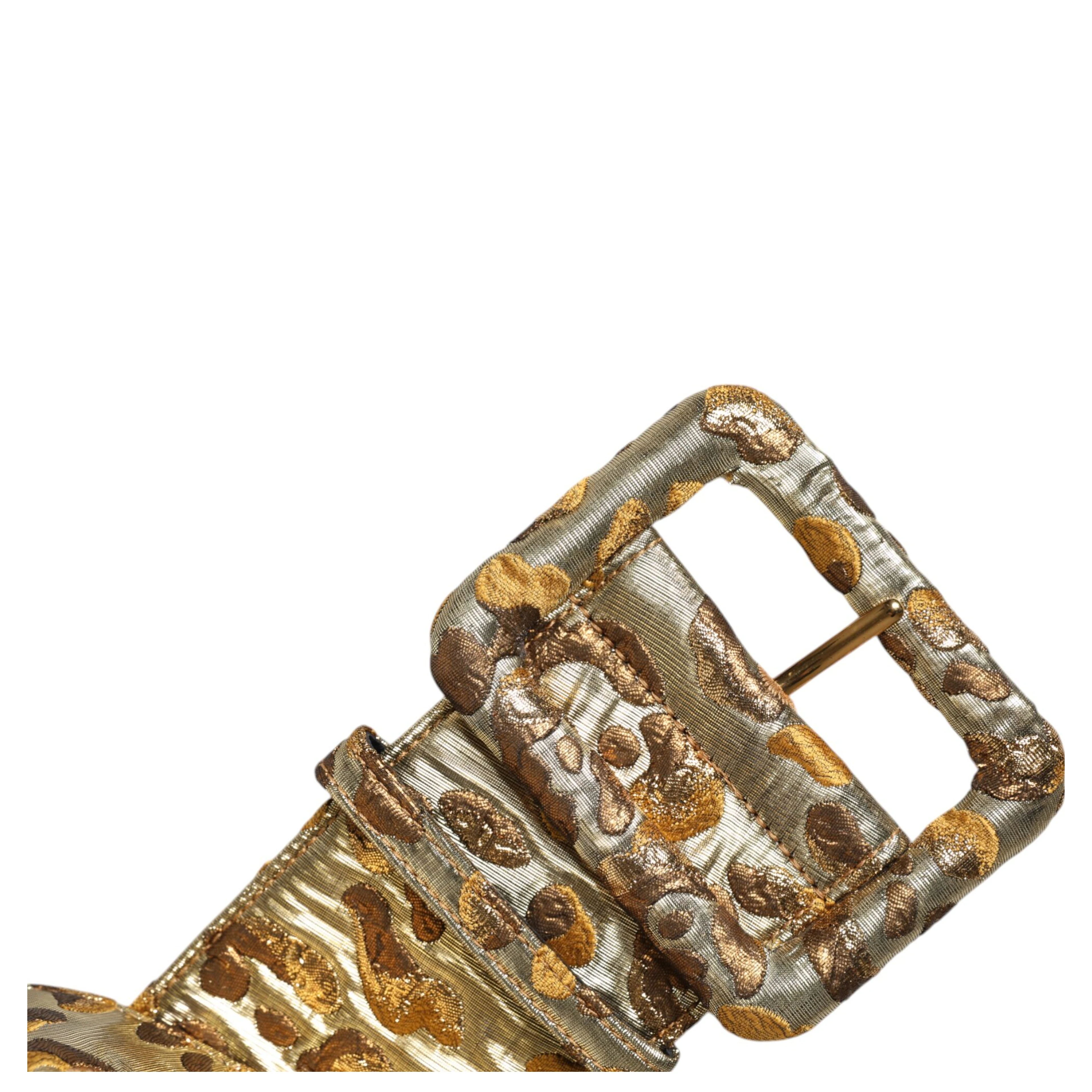 Gold Spotted Jacquard Fabric Wide Waist Belt